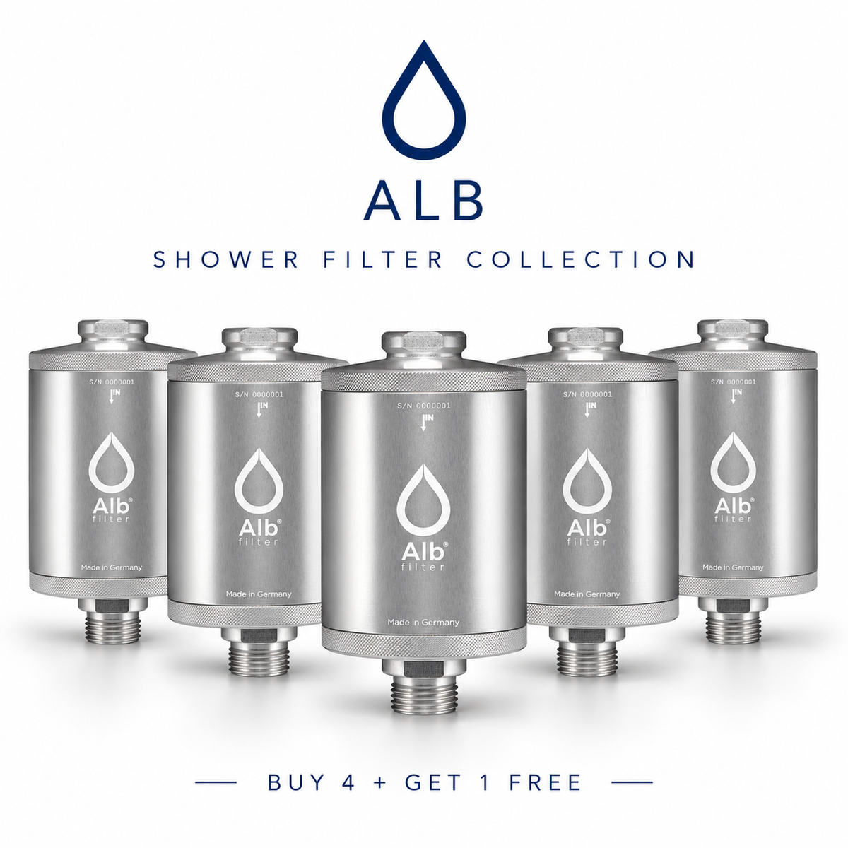 Alb Shower Filter — Buy 4 Get 1 Free (Silver) | Pre-order December Delivery